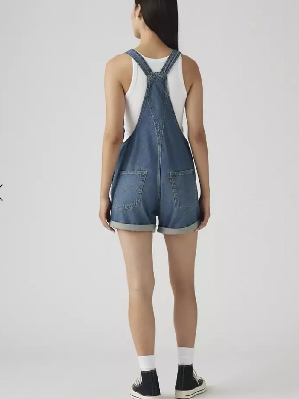 Levi’s Denim Utility Shortalls Overalls medium wash Small